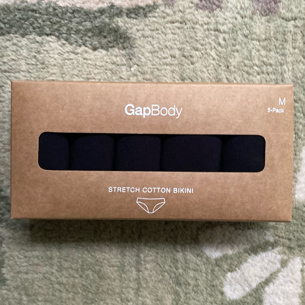 NEW GapBody black stretch cotton bikini 5 pack Medium